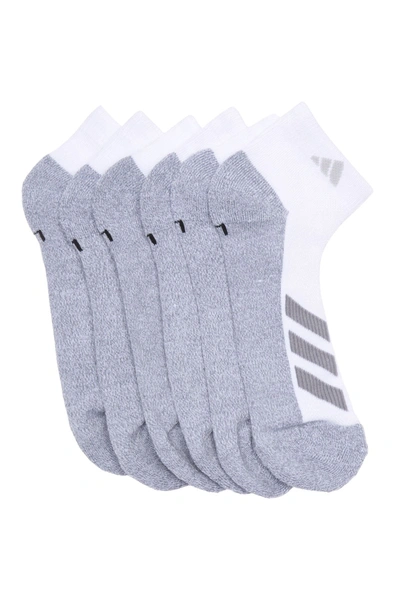 Shop Adidas Originals Cushioned Angled 3 Stripes Low Cut Socks In White/grey/light Onix Grey