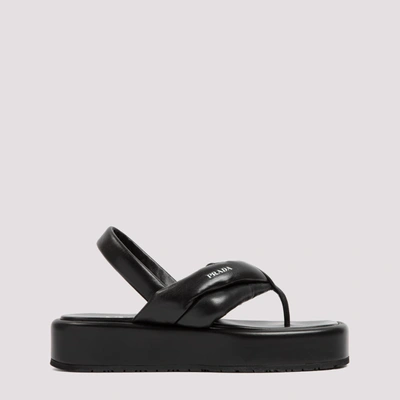 Shop Prada Thong Flatform Sandals In Black