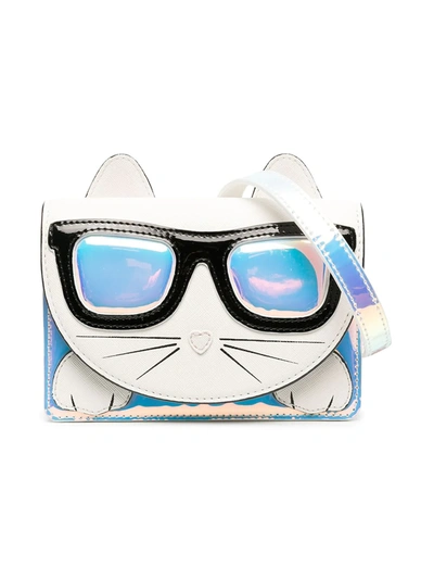 Shop Karl Lagerfeld Choupette Holographic Shoulder Bag In White