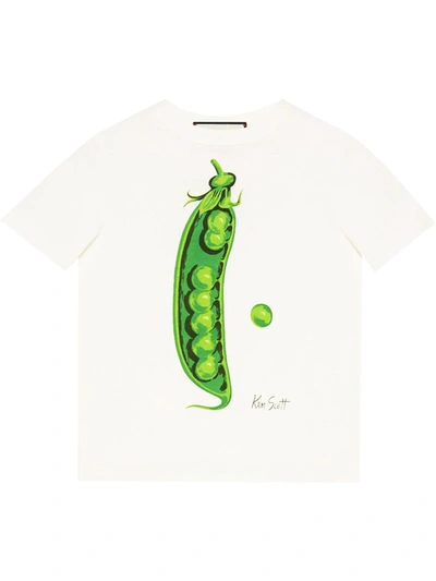 Shop Gucci X Ken Scott Pea Print T-shirt In Neutrals