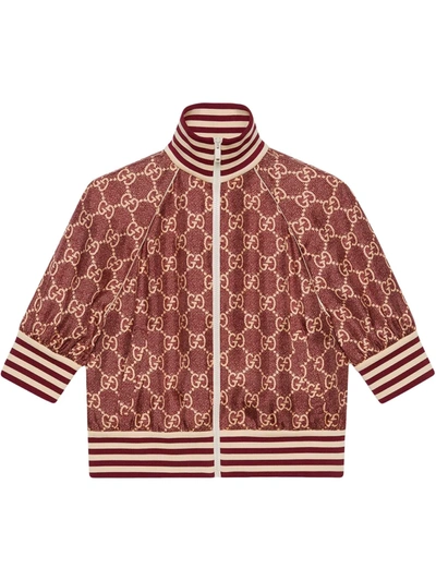 Shop Gucci Gg Supreme Print Silk Jacket In Red