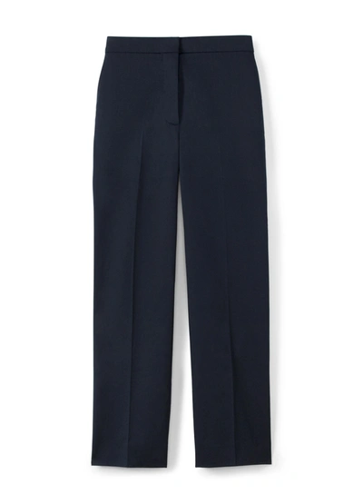 Shop St John Stretch Cotton Sateen Pant In Navy