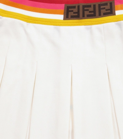 Shop Fendi Pleated Cotton Skirt In White