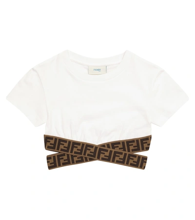 Shop Fendi Ff Cotton Crop Top In White