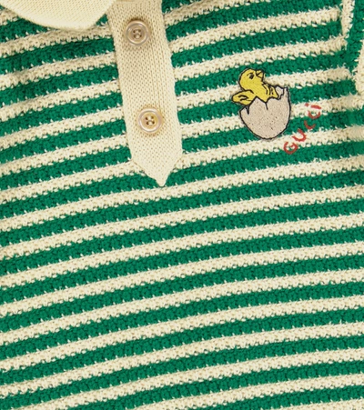 Shop Gucci Baby Striped Wool And Cotton Sweater In Green