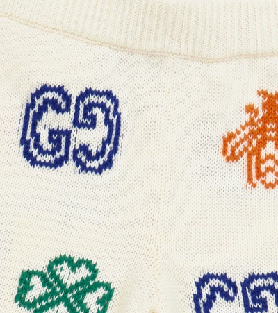 Shop Gucci Baby Cotton Jacquard Knit Pants In White