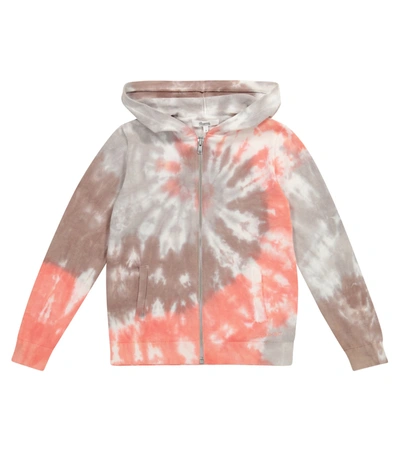 Shop Bonpoint Hooded Tie-dye Cotton Cardigan In Brown