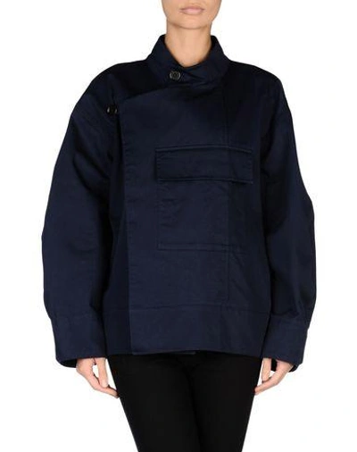 Shop Marni Double Breasted Pea Coat In Dark Blue