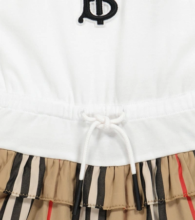 Shop Burberry Baby Icon Stripe Cotton Playsuit In Beige