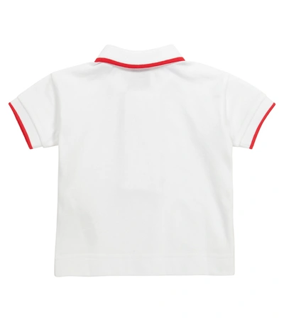 Shop Burberry Baby Icon Stripe Cotton Polo Shirt In White