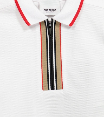 Shop Burberry Baby Icon Stripe Cotton Polo Shirt In White