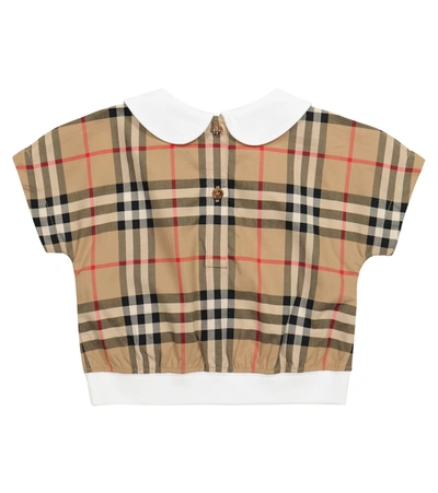 Shop Burberry Baby Vintage Check Cotton Top In White