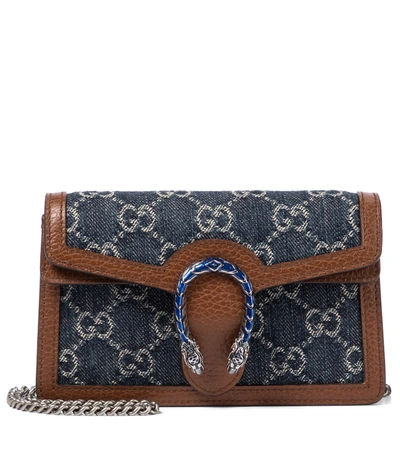 Shop Gucci Dionysus Super Mini Denim Crossbody Bag In Blue