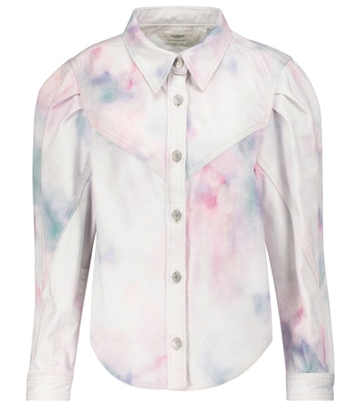 Shop Isabel Marant Étoile Leona Tie-dye Denim Jacket In White
