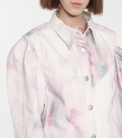Shop Isabel Marant Étoile Leona Tie-dye Denim Jacket In White