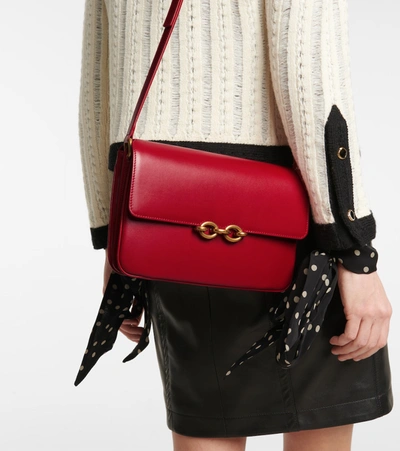 Shop Saint Laurent Le Maillon Leather Shoulder Bag In Red