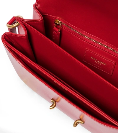 Shop Saint Laurent Le Maillon Leather Shoulder Bag In Red