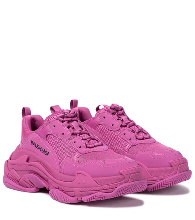 Balenciaga Triple S Clear Sole Logo-embroidered Foam And Mesh Sneakers In Pink