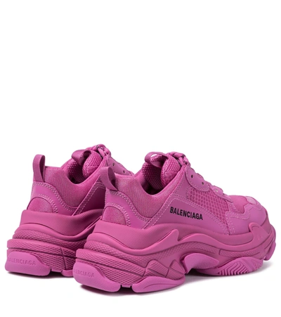 Balenciaga Triple S Clear Sole Logo-embroidered Foam And Mesh Sneakers In Pink