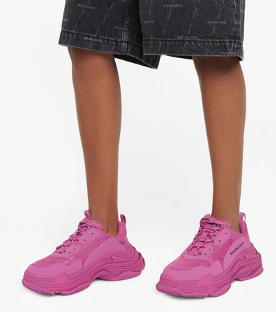 Balenciaga Triple S Clear Sole Logo-embroidered Foam And Mesh Sneakers In Pink