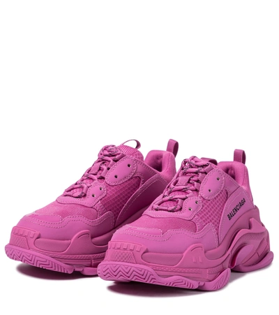 Balenciaga Triple S Clear Sole Logo-embroidered Foam And Mesh Sneakers In Pink