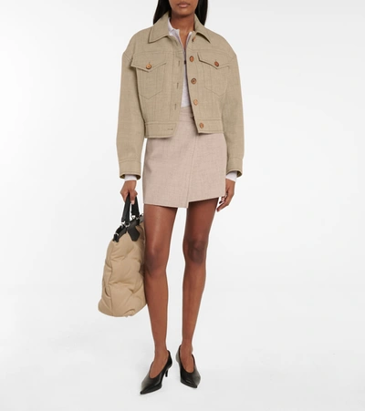 Shop Acne Studios Cropped Hemp And Linen-blend Jacket In Beige