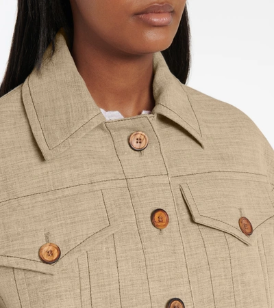 Shop Acne Studios Cropped Hemp And Linen-blend Jacket In Beige