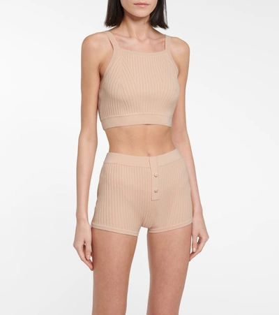 Shop Live The Process Ribbed-knit Crop Top In Pink