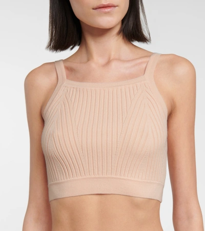 Shop Live The Process Ribbed-knit Crop Top In Pink
