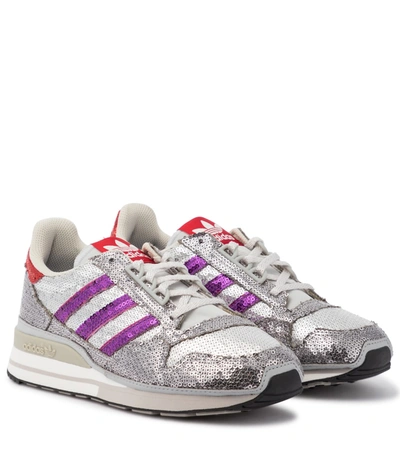 Zx 500 Sequin Sneakers In Silver