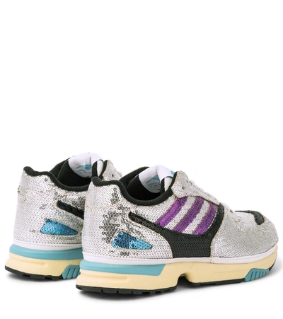 Shop Adidas Originals Zx 4000 Sequined Sneakers In Silver