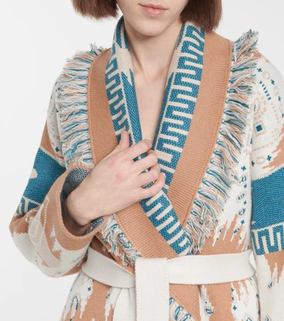 Shop Alanui Regenerated Big Dream Cashmere And Wool Cardigan In Brown
