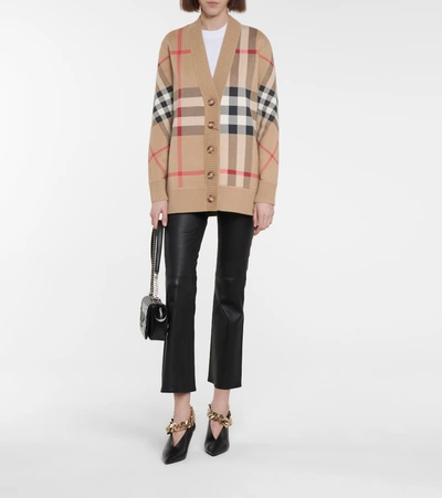 Shop Burberry Vintage Check Jacquard Cardigan In Beige