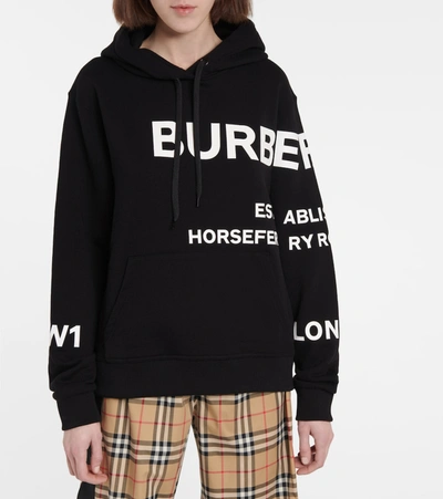 Shop Burberry Horseferry Cotton Hoodie In Black