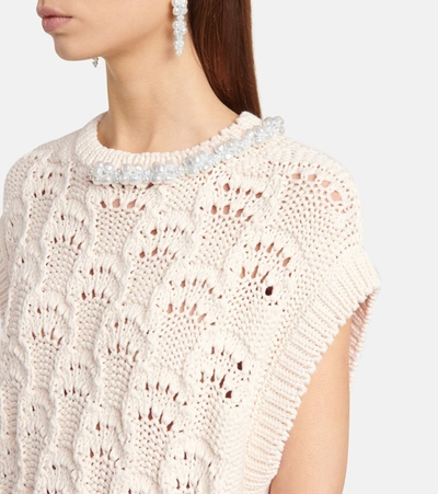 Shop Simone Rocha Embellished Sleeveless Sweater In Beige