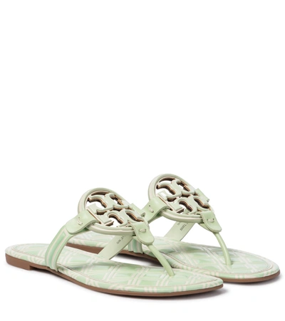 Shop Tory Burch Miller Leather Thong Sandals In Green