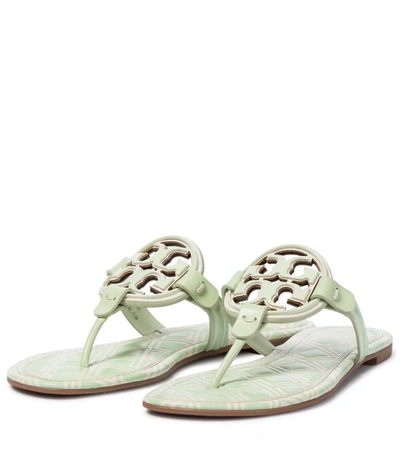 Shop Tory Burch Miller Leather Thong Sandals In Green