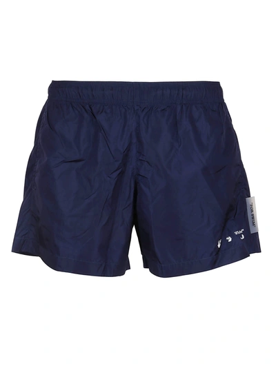 Shop Off-white Ow Logo Swimshorts In Blue White