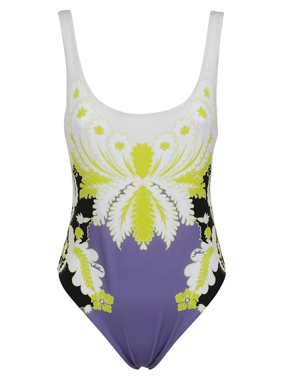 Shop Valentino Swimsuit In Nero Lime Cloud