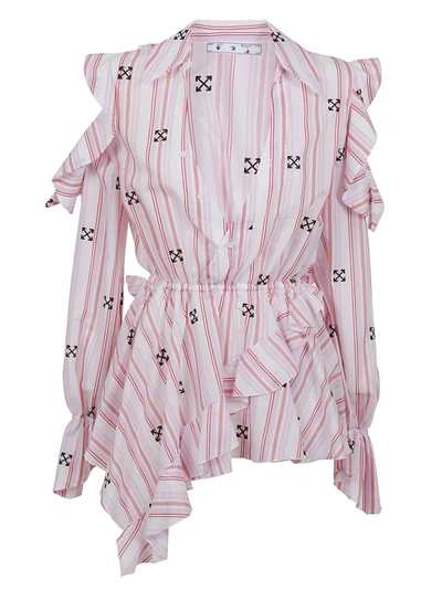 Shop Off-white Embr Arrow New Roman Blouse In Pink Black