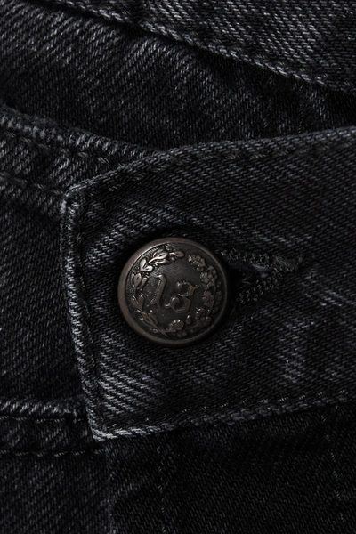 R13 Crossover Asymmetric Distressed Denim Shorts In Black