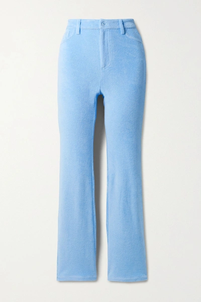 Shop Maisie Wilen Mockumentary Cotton-blend Terry Straight-leg Pants In Light Blue
