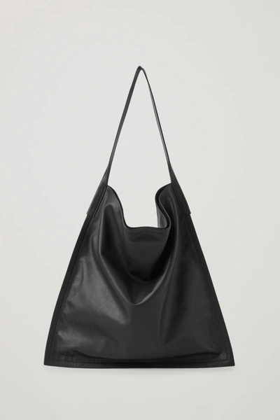 COS Leather Shopper Bag in Black