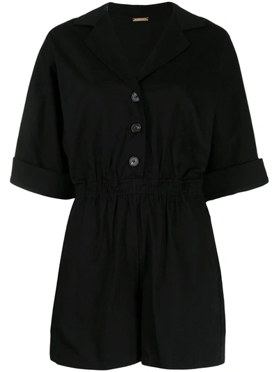 Shop Adam Lippes Wide-leg Cotton Playsuit In Black