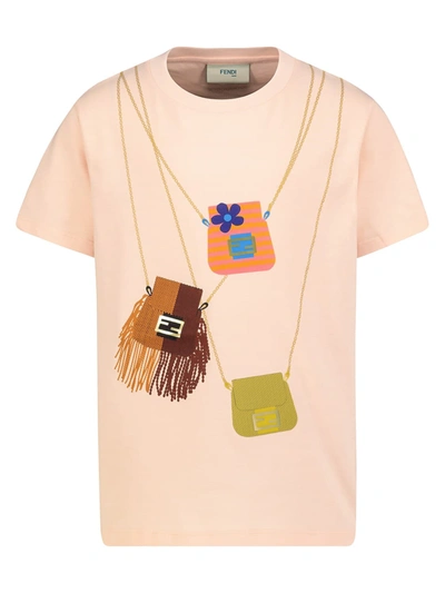 Shop Fendi Kids T-shirt For Girls In Rose