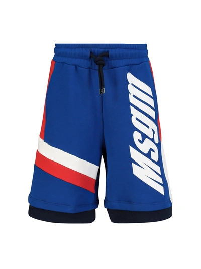 Shop Msgm Kids Shorts For Boys In Blue