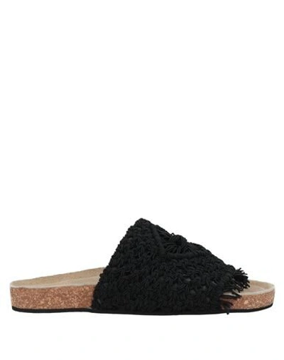 Shop Strategia Woman Sandals Black Size 8 Textile Fibers