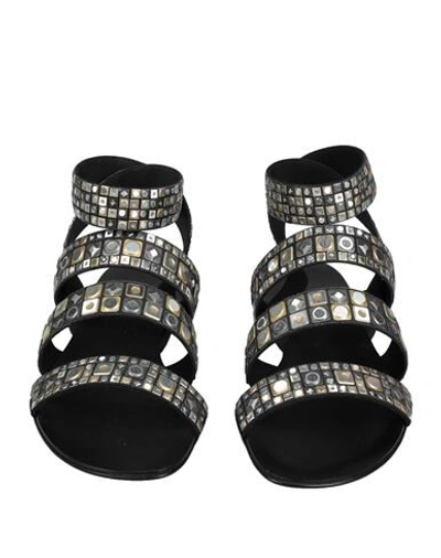 Shop Casadei Woman Sandals Black Size 7 Textile Fibers