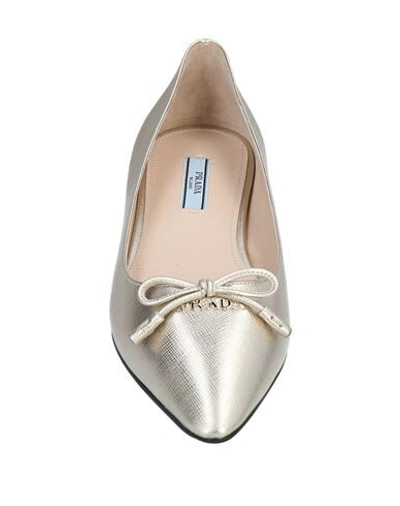 Shop Prada Ballet Flats In Platinum