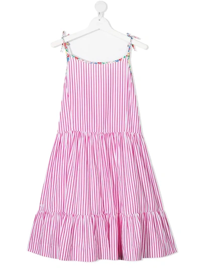 Shop Ralph Lauren Teen Stripe-print Tiered Sleeveless Dress In Pink